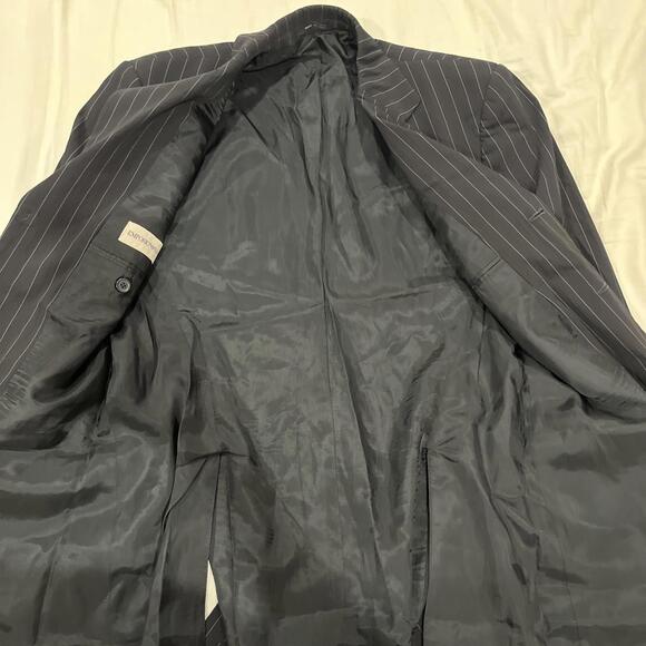 EMPORIO ARMANI MENS BLAZER IT48/US38 MADE IN ITALY BLACK W PINSTRIPES VGC! - Picture 4 of 14